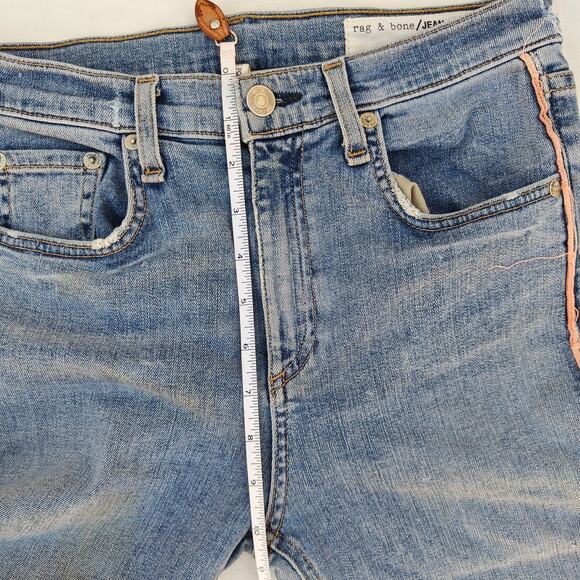 Rag & Bone/JEAN High Rise Skinny Jeans 26 Blue w/ Pink Side Stripe - Picture 5 of 9